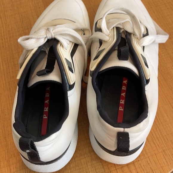 Authentic Prada white sneakers platform shoes + laces - Picture 2 of 6
